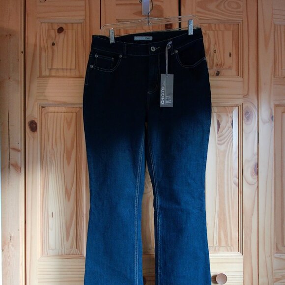 NWTS Chico’s Platinum Denim Jeans – Women’s Size 1 Reg– Dark Wash Bootcut - Picture 2 of 5